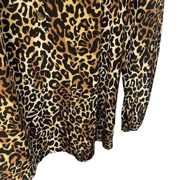 Lilly Pulitzer Silk Elsa Blouse Leopard Print Brown Black Womens Small - Picture 3 of 8